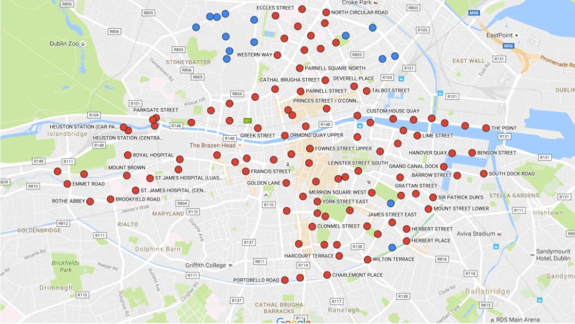 Dublinbikes газрын зураг