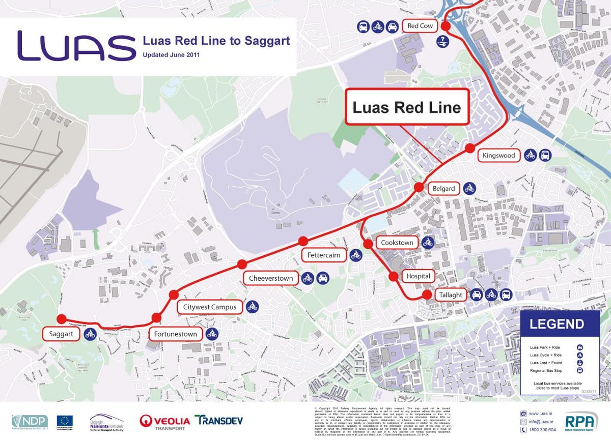 Дублин Luas газрын зураг